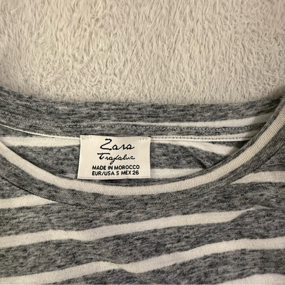 Zara Gray and White Striped Top - Picture 3 of 5